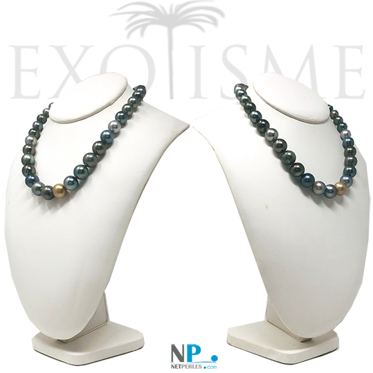 Collier de perles de Tahiti de 8,8 à 13 mm, plusieurs couleurs, qualité AA/AA+ une très belle affaire à saisir